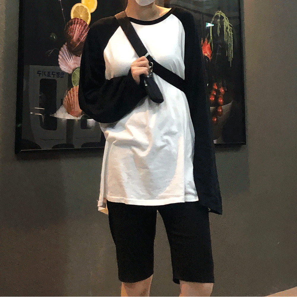루즈핏 나그랑 긴팔 티셔츠 - 2col(블랙,네이비)